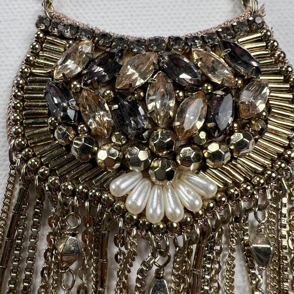 Stella & Dot Analena Pendant Necklace Mixed Metal Tones Stones Pearls - Picture 7 of 10